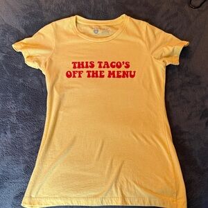 Yellow Graphic Tee with Red Text